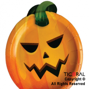 PLATO HALLOWEEN FORMA DE CALABAZA x 8